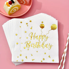 20pcs Golden Happy Birthday Party Napkins Party Supplies
