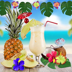 Tropical Party Decorations Palm Leaves Hibiscus Flowers for Luau Safari