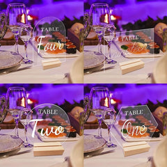 Acrylic Wedding Table Sign with Wooden Base