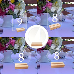Acrylic Wedding Table Sign with Wooden Base