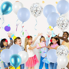 50pcs Silver Confetti Balloon Set - Metallic Balloons for Boy Birthday Baby Show