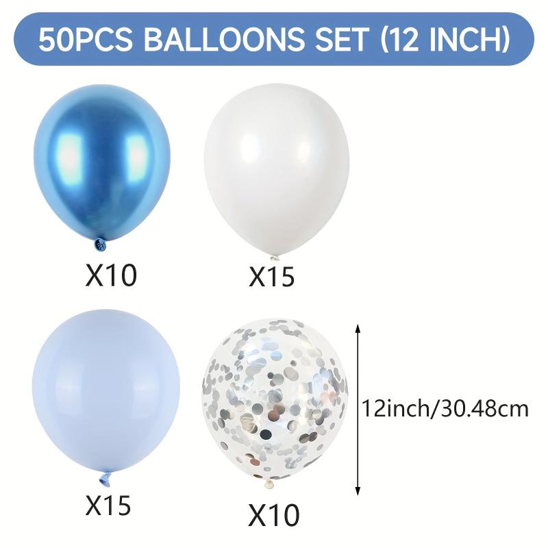 50pcs Silver Confetti Balloon Set - Metallic Balloons for Boy Birthday Baby Show