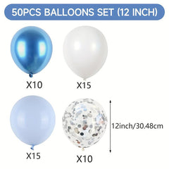 50pcs Silver Confetti Balloon Set - Metallic Balloons for Boy Birthday Baby Show