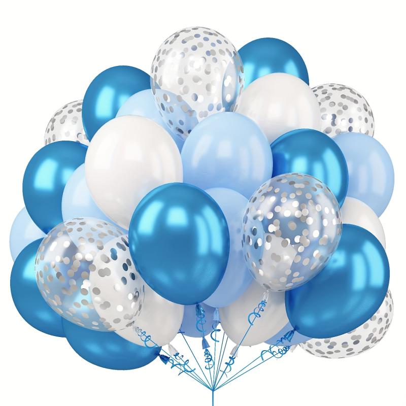 50pcs Silver Confetti Balloon Set - Metallic Balloons for Boy Birthday Baby Show