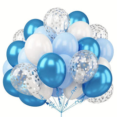 50pcs Silver Confetti Balloon Set - Metallic Balloons for Boy Birthday Baby Show