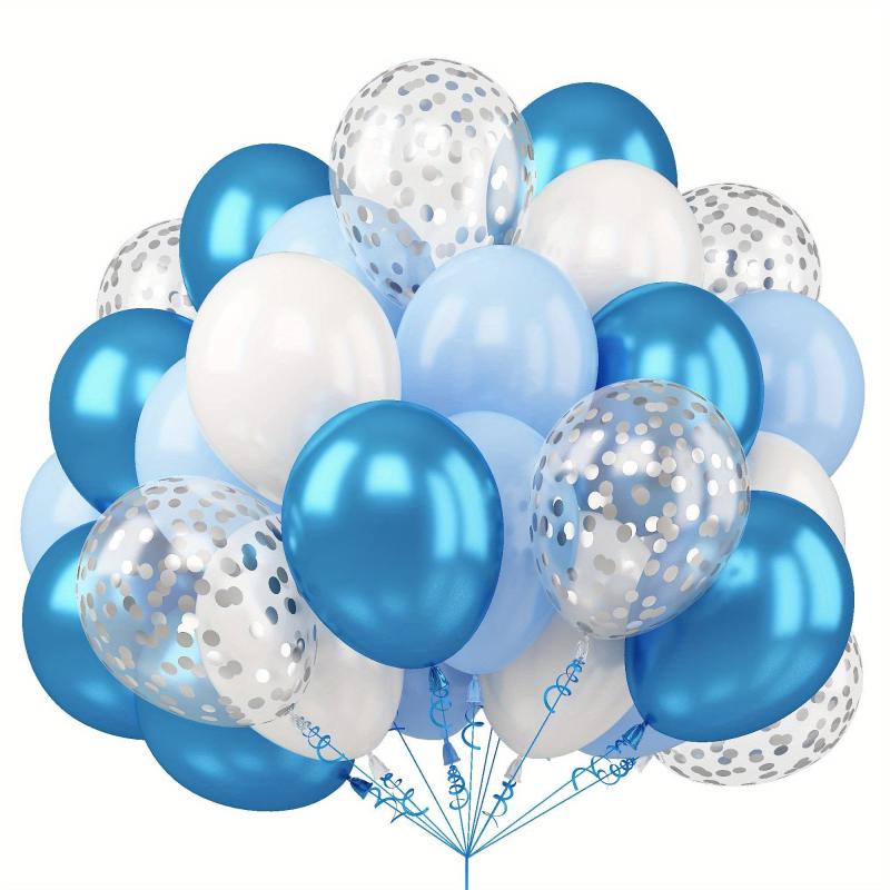 50pcs Silver Confetti Balloon Set - Metallic Balloons for Boy Birthday Baby Show