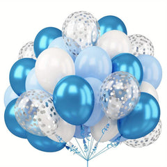 50pcs Silver Confetti Balloon Set - Metallic Balloons for Boy Birthday Baby Show