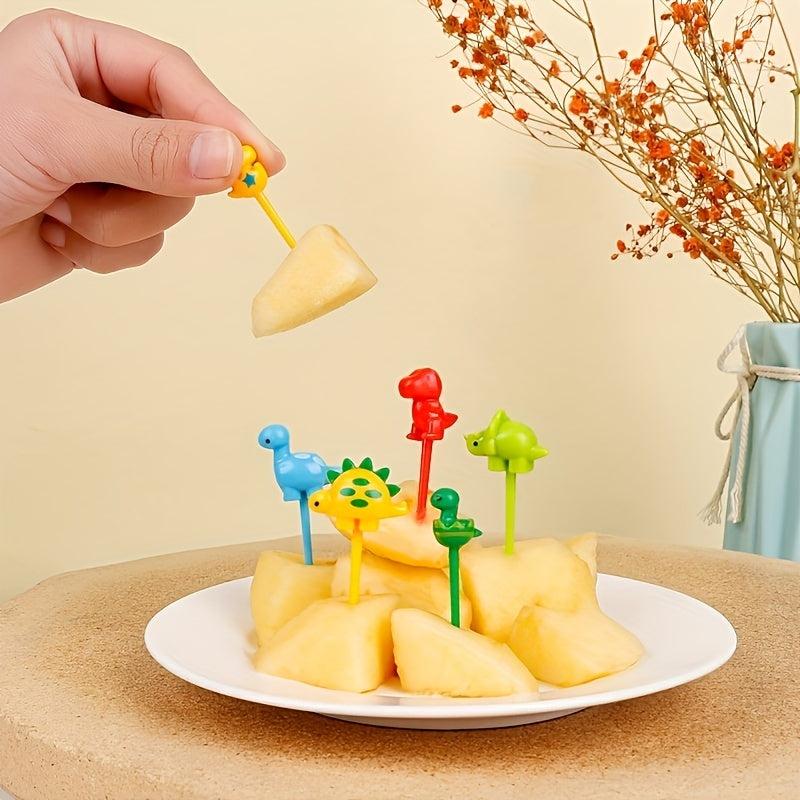 6pcs Dinosaur Fruit Fork Toothpick Set for Lunch Salad Decoration