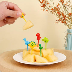 6pcs Dinosaur Fruit Fork Toothpick Set for Lunch Salad Decoration
