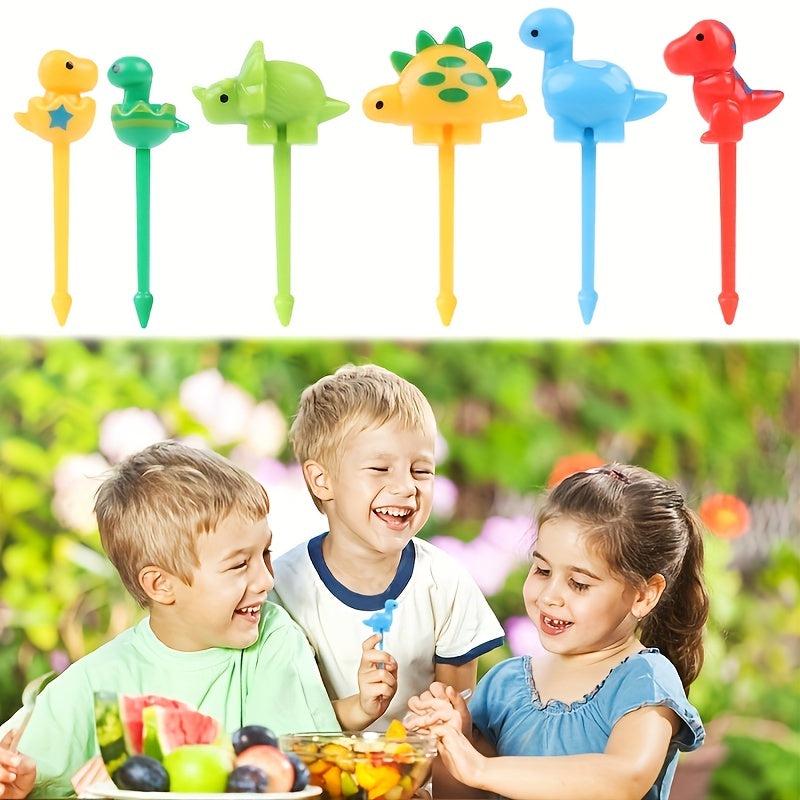 6pcs Dinosaur Fruit Fork Toothpick Set for Lunch Salad Decoration