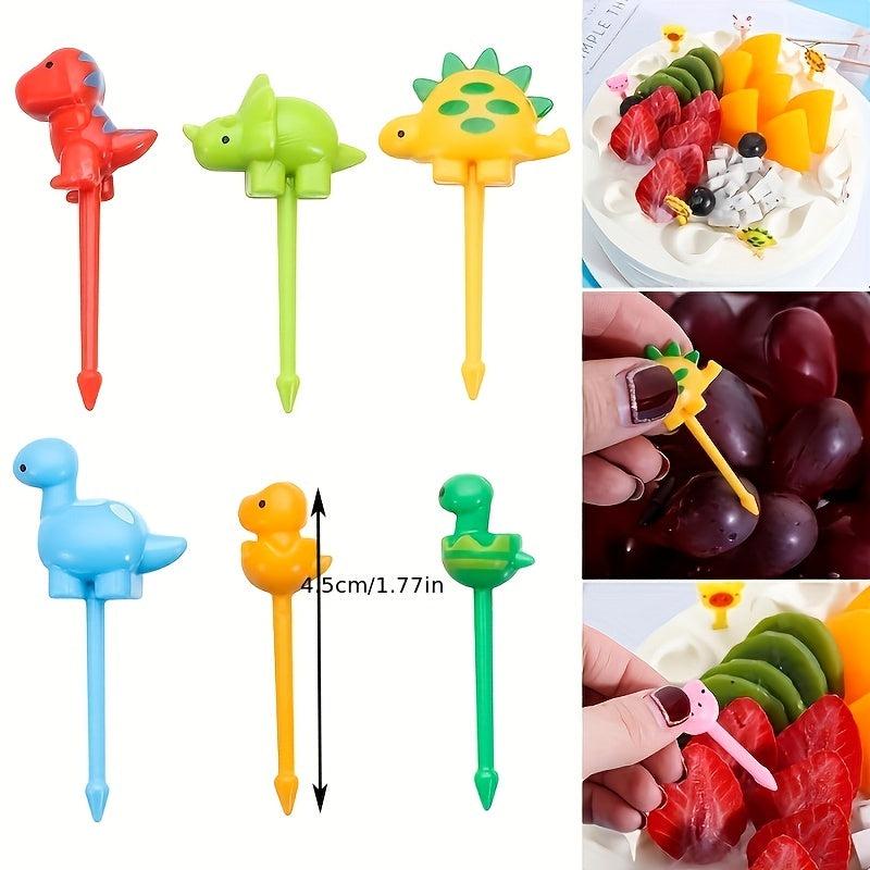 6pcs Dinosaur Fruit Fork Toothpick Set for Lunch Salad Decoration