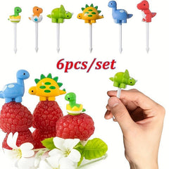 6pcs Dinosaur Fruit Fork Toothpick Set for Lunch Salad Decoration
