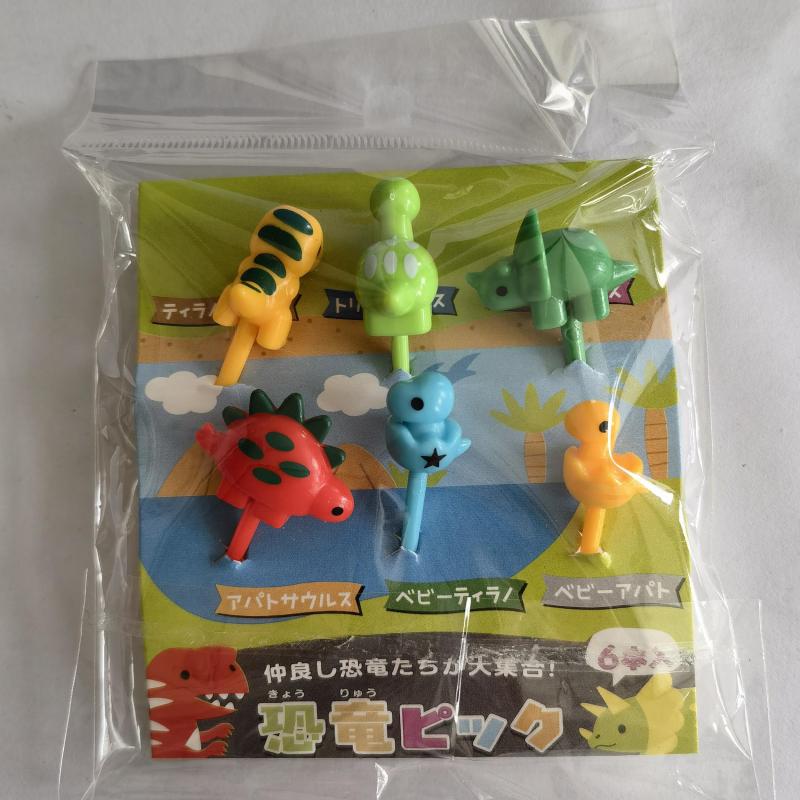 6pcs Dinosaur Fruit Fork Toothpick Set for Lunch Salad Decoration