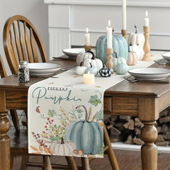 Pumpkin Leaves Fall Table Runner Kitchen Dining Decoration 33x182 cm