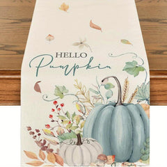Pumpkin Leaves Fall Table Runner Kitchen Dining Decoration 33x182 cm