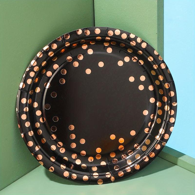 Rose Gold Dot Birthday Party Plates Set of 20