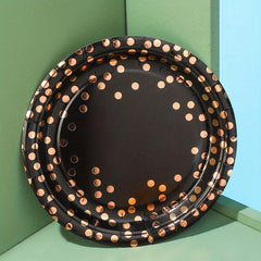 Rose Gold Dot Birthday Party Plates Set of 20