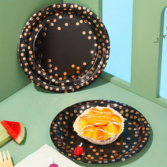 Rose Gold Dot Birthday Party Plates Set of 20
