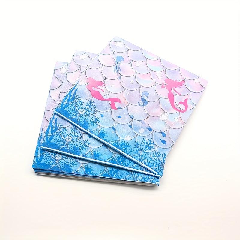 20pcs Mermaid Party Luncheon Napkins - Under the Sea Theme Disposable