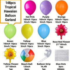 Enanal Tropical Hawaiian Balloon Floral Arch Set