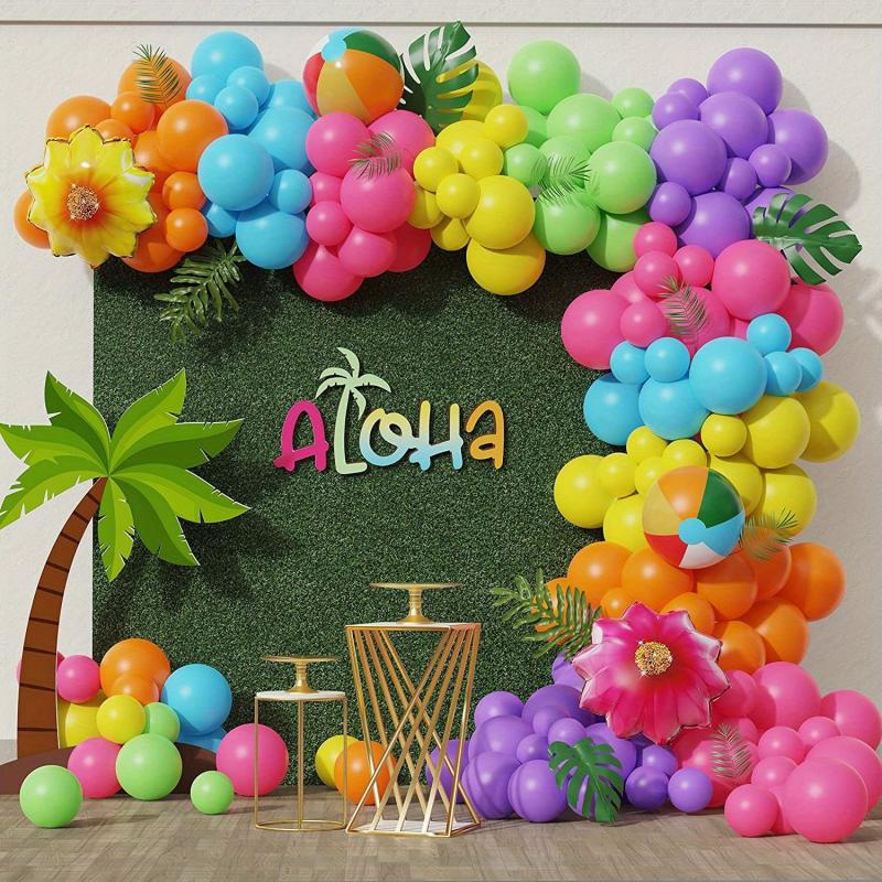 Enanal Tropical Hawaiian Balloon Floral Arch Set