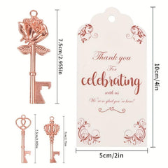 30pcs Heart Crown Rose Flower Bottle Opener Set Rose Finish
