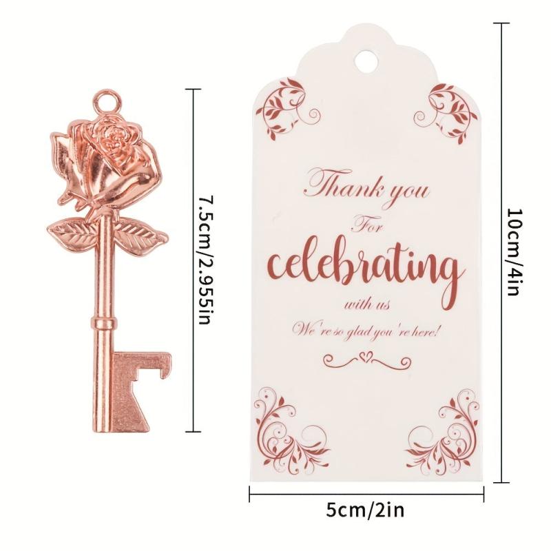 30pcs Heart Crown Rose Flower Bottle Opener Set Rose Finish
