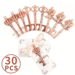 30pcs Heart Crown Rose Flower Bottle Opener Set Rose Finish