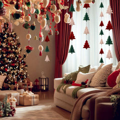 2pcs Red Green Christmas Decorations 3D Tree Garland
