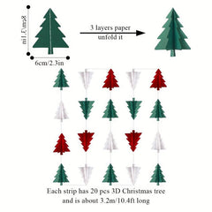 2pcs Red Green Christmas Decorations 3D Tree Garland