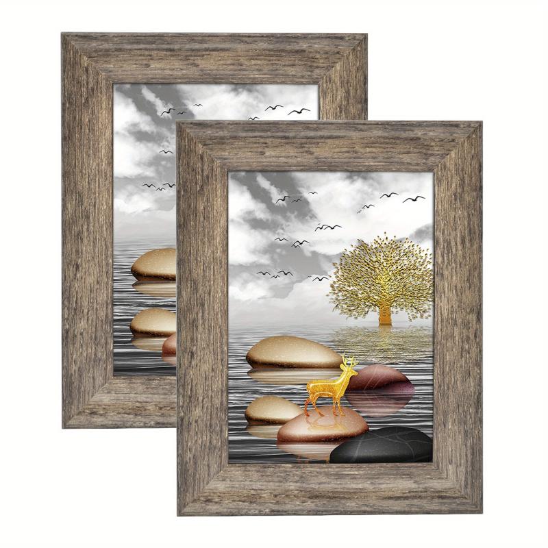 Rustic Distressed Antique Gray Wood Pattern Photo Frames