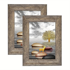 Rustic Distressed Antique Gray Wood Pattern Photo Frames