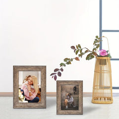 Rustic Distressed Antique Gray Wood Pattern Photo Frames