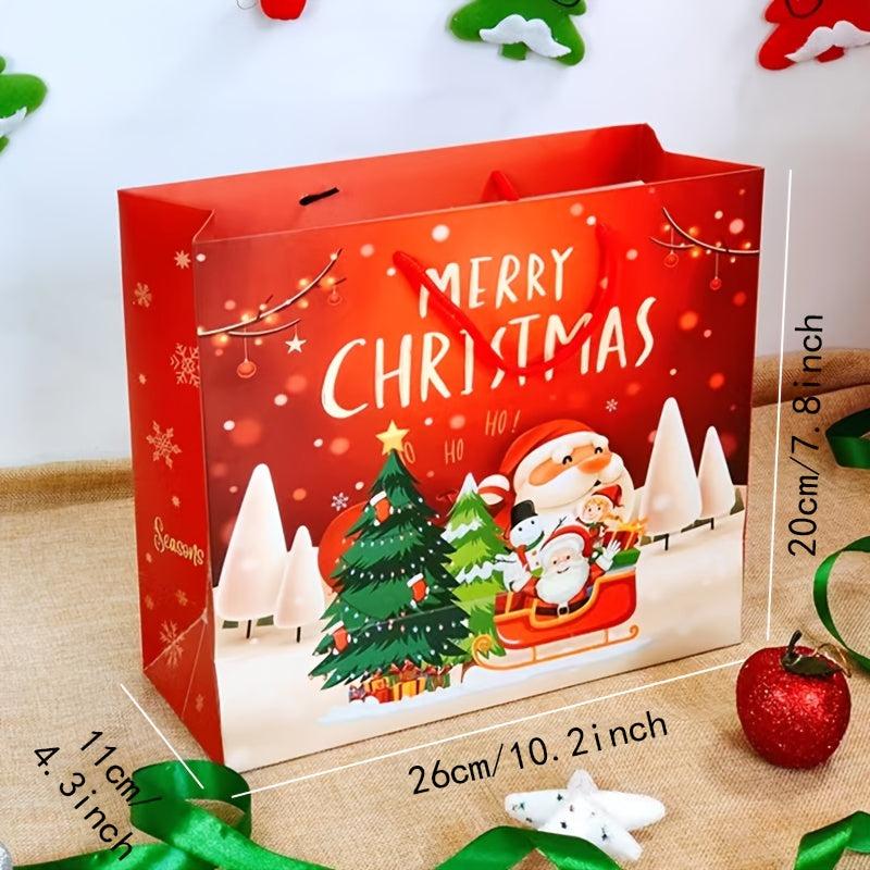 10pcs Christmas Gift Bag Packaging Bag Paper Bag Red Small Handbag Gift