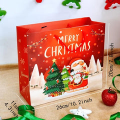 10pcs Christmas Gift Bag Packaging Bag Paper Bag Red Small Handbag Gift
