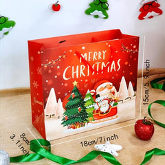 10pcs Christmas Gift Bag Packaging Bag Paper Bag Red Small Handbag Gift