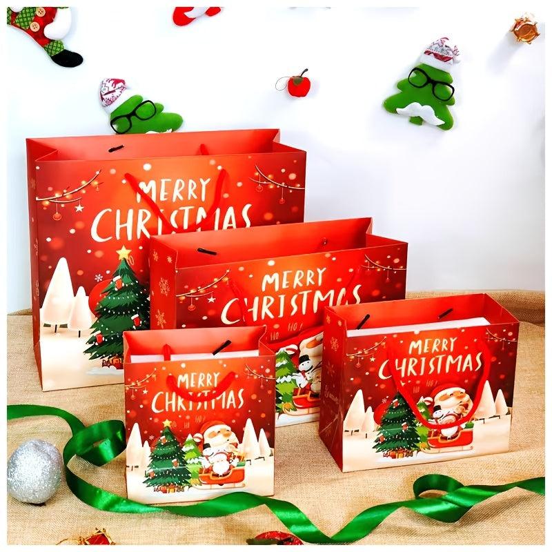 10pcs Christmas Gift Bag Packaging Bag Paper Bag Red Small Handbag Gift