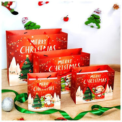 10pcs Christmas Gift Bag Packaging Bag Paper Bag Red Small Handbag Gift