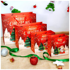 10pcs Christmas Gift Bag Packaging Bag Paper Bag Red Small Handbag Gift