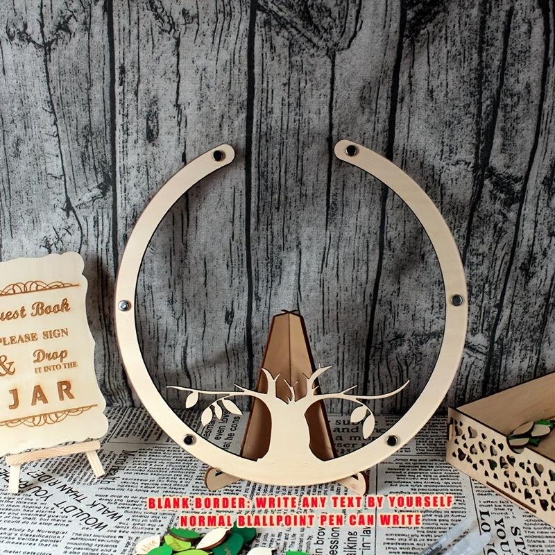 Wood Wedding Guest Book Sign in Board Circular Tree Guest Use Pen Sign Wish Baby