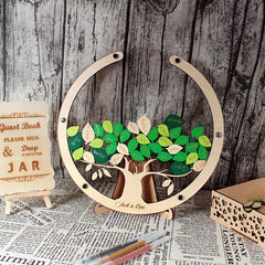 Wood Wedding Guest Book Sign in Board Circular Tree Guest Use Pen Sign Wish Baby