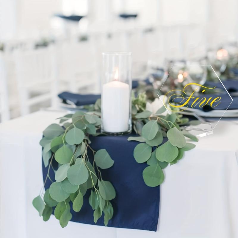 20pcs Acrylic Wedding Table Numbers Hexagonal Clear Sign DIY