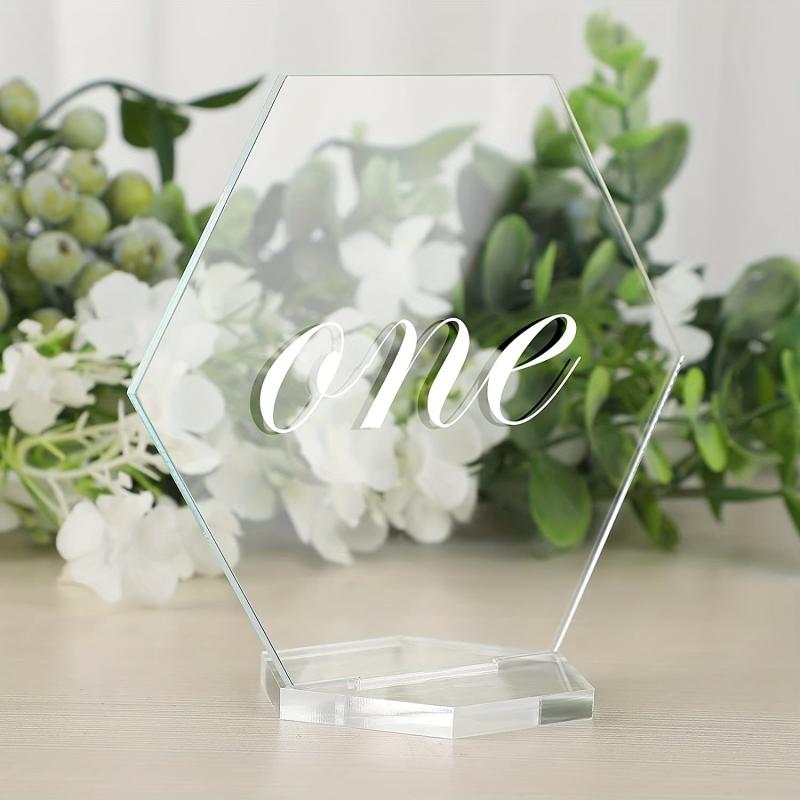 20pcs Acrylic Wedding Table Numbers Hexagonal Clear Sign DIY