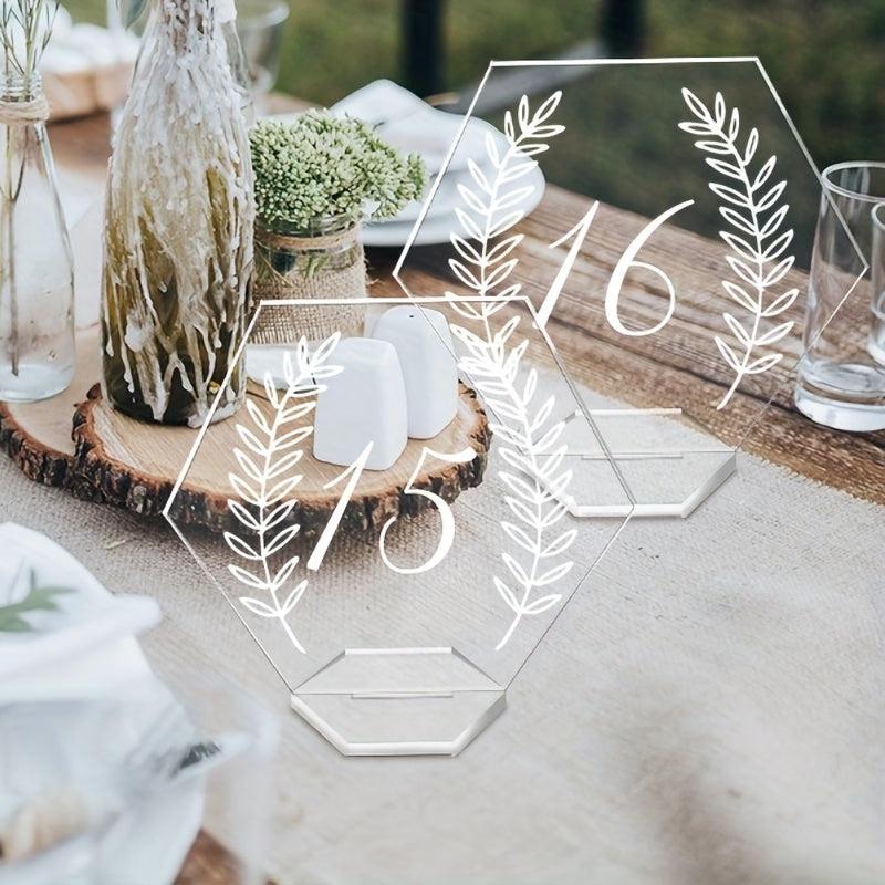 20pcs Acrylic Wedding Table Numbers Hexagonal Clear Sign DIY