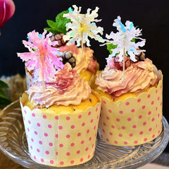 25pcs Glitter Foil Fireworks Cupcake Toppers Happy Birthday Cake Toppers