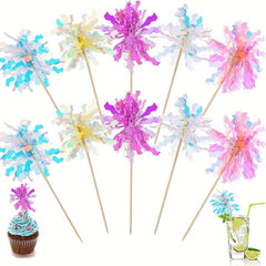 25pcs Glitter Foil Fireworks Cupcake Toppers Happy Birthday Cake Toppers