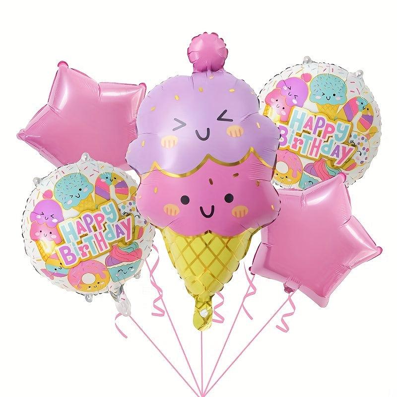 5pcs Ice Cream Balloon Set for Birthday Party Decoration