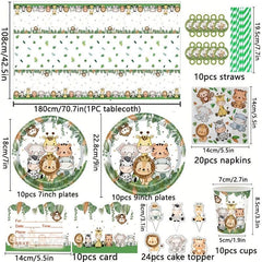 95pcs Jungle Safari Birthday Party Supplies Safari Theme Party Tableware Set