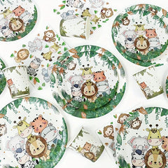 95pcs Jungle Safari Birthday Party Supplies Safari Theme Party Tableware Set