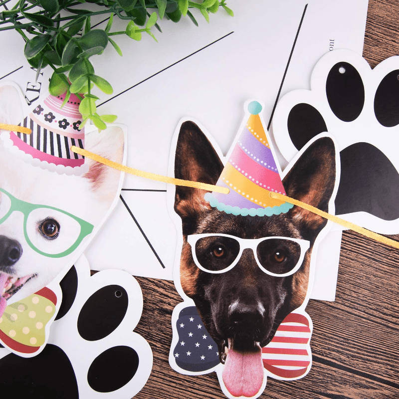 2pcs Dog Faces Claws Party Banner Set Dogs Birthday Party Supplies